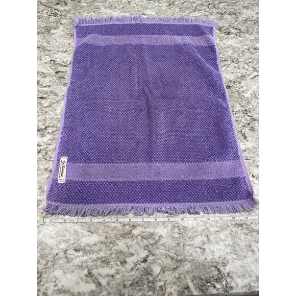 Fieldcrest Purple Cloth Cotton Fringe Towels 3 Piece Set Hand Bath MCM Vintage - Picture 8 of 16